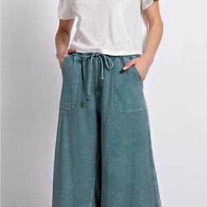Easel Teal Wide-Leg Pants
